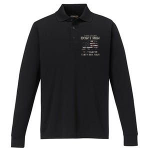 Gun American Flag Colors Dont Run They Reload Performance Long Sleeve Polo