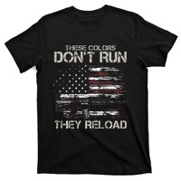 Gun American Flag Colors Dont Run They Reload T-Shirt