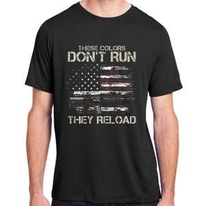 Gun American Flag Colors Dont Run They Reload Adult ChromaSoft Performance T-Shirt