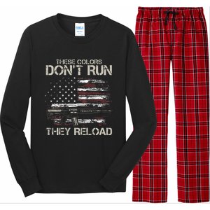 Gun American Flag Colors Dont Run They Reload Long Sleeve Pajama Set