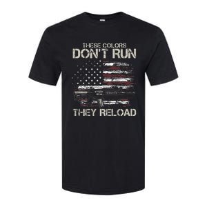 Gun American Flag Colors Dont Run They Reload Softstyle CVC T-Shirt