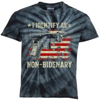 Gun American Flag Funny I Identify As Non Bidenary Kids Tie-Dye T-Shirt