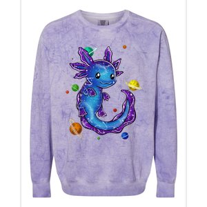 Galaxy Axolotl Funny Goth Space purple blue Japan Colorblast Crewneck Sweatshirt