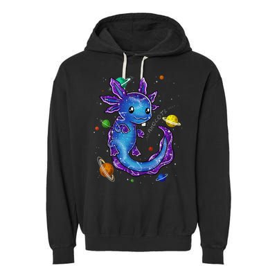 Galaxy Axolotl Funny Goth Space purple blue Japan Garment-Dyed Fleece Hoodie
