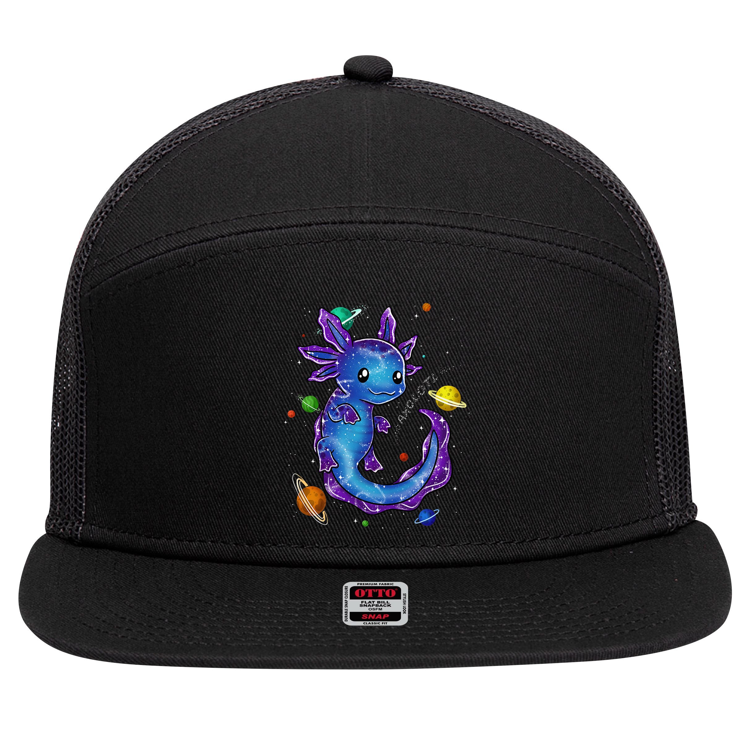 Galaxy Axolotl Funny Goth Space purple blue Japan 7 Panel Mesh Trucker Snapback Hat