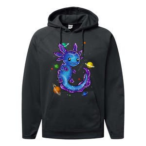 Galaxy Axolotl Funny Goth Space purple blue Japan Performance Fleece Hoodie