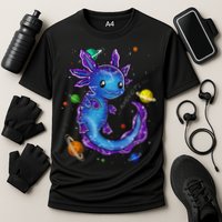 Galaxy Axolotl Funny Goth Space purple blue Japan Cooling Performance Crew T-Shirt