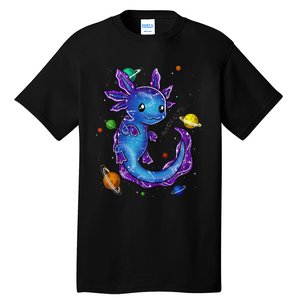 Galaxy Axolotl Funny Goth Space purple blue Japan Tall T-Shirt