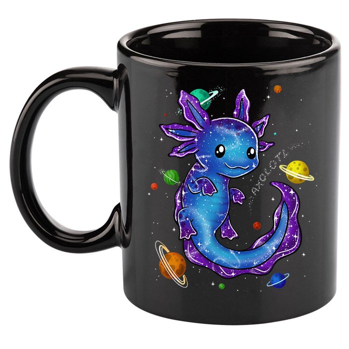 Galaxy Axolotl Funny Goth Space purple blue Japan 11oz C Handle Ceramic Mug