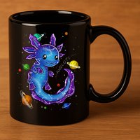 Galaxy Axolotl Funny Goth Space purple blue Japan 11oz C Handle Ceramic Mug