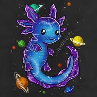 Galaxy Axolotl Funny Goth Space purple blue Japan 11oz C Handle Ceramic Mug