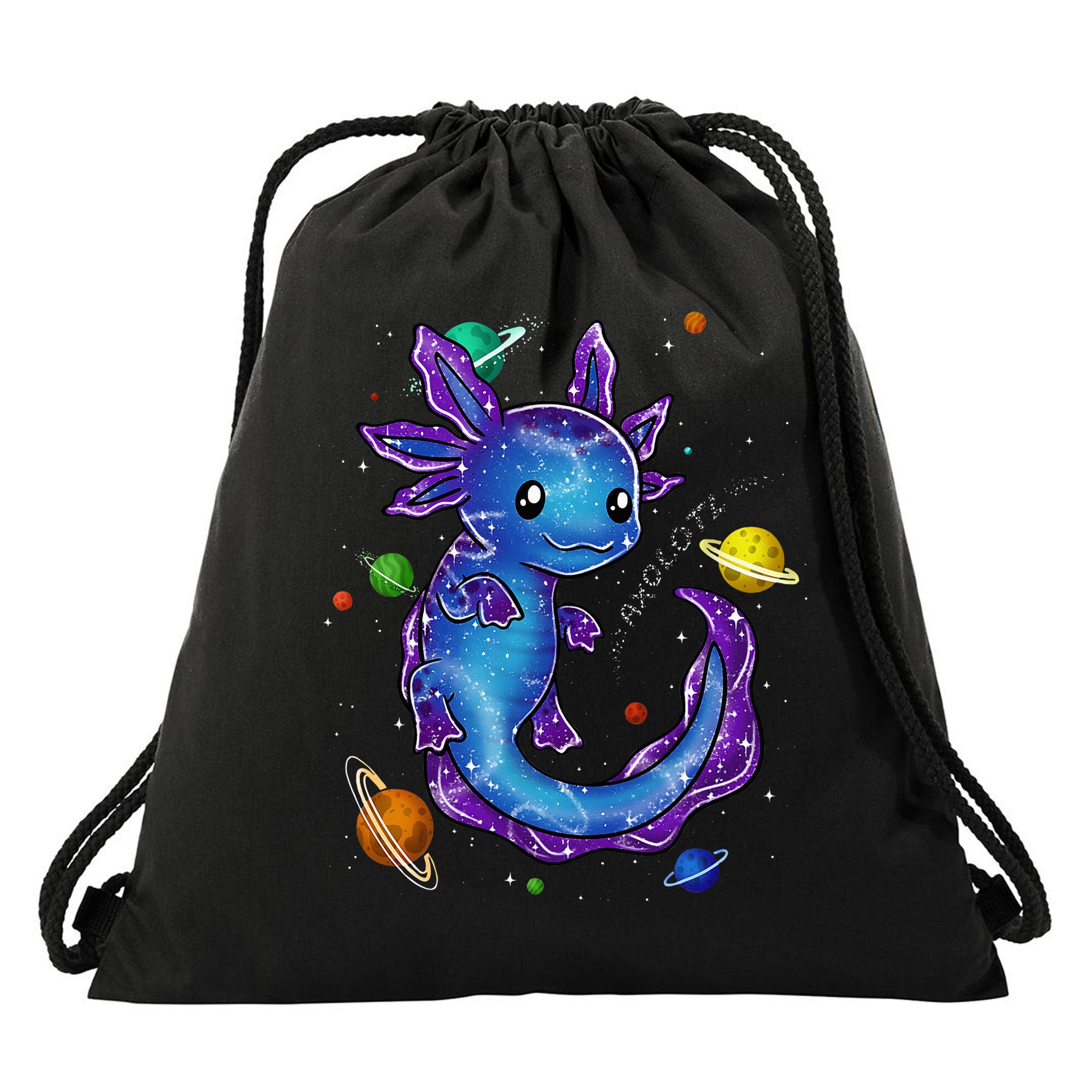 Galaxy Axolotl Funny Goth Space purple blue Japan Drawstring Bag