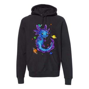 Galaxy Axolotl Funny Goth Space purple blue Japan Premium Hoodie