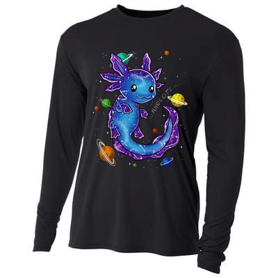 Galaxy Axolotl Funny Goth Space purple blue Japan Cooling Performance Long Sleeve Crew