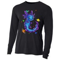 Galaxy Axolotl Funny Goth Space purple blue Japan Cooling Performance Long Sleeve Crew