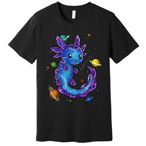 Galaxy Axolotl Funny Goth Space purple blue Japan Premium T-Shirt