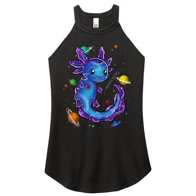 Galaxy Axolotl Funny Goth Space purple blue Japan Women's Perfect Tri Rocker Tank