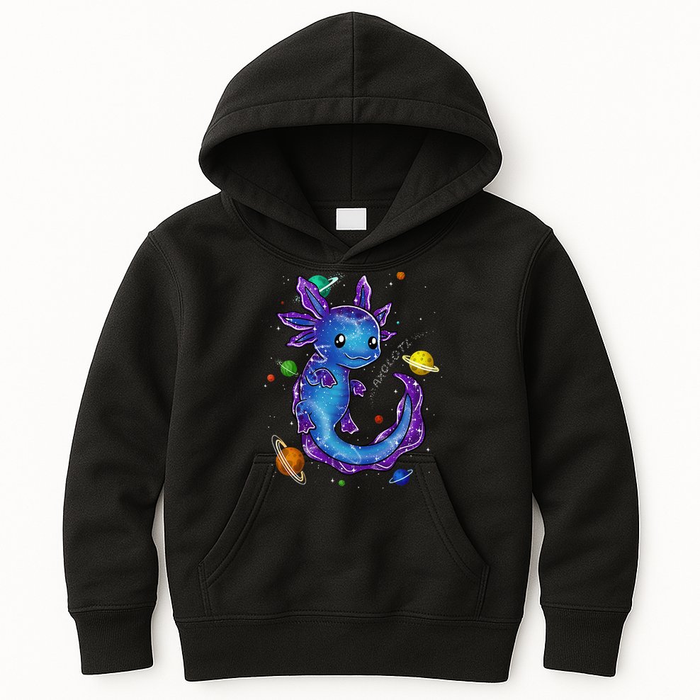Galaxy Axolotl Funny Goth Space purple blue Japan Kids Hoodie