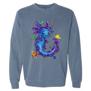 Galaxy Axolotl Funny Goth Space purple blue Japan Garment-Dyed Sweatshirt