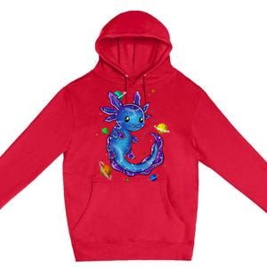 Galaxy Axolotl Funny Goth Space purple blue Japan Premium Pullover Hoodie