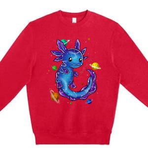 Galaxy Axolotl Funny Goth Space purple blue Japan Premium Crewneck Sweatshirt