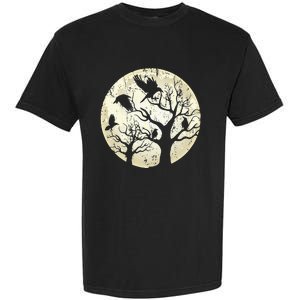 Gothic Animal Forest Bird Raven Creepy Night Moonlight Crow Garment-Dyed Heavyweight T-Shirt