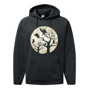 Gothic Animal Forest Bird Raven Creepy Night Moonlight Crow Performance Fleece Hoodie