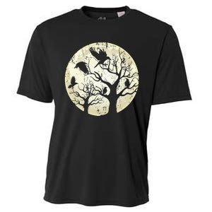 Gothic Animal Forest Bird Raven Creepy Night Moonlight Crow Cooling Performance Crew T-Shirt