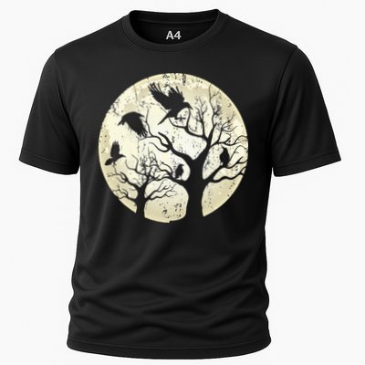 Gothic Animal Forest Bird Raven Creepy Night Moonlight Crow Cooling Performance Crew T-Shirt