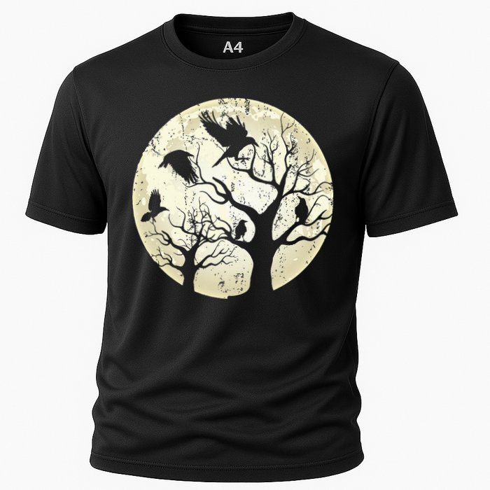 Gothic Animal Forest Bird Raven Creepy Night Moonlight Crow Cooling Performance Crew T-Shirt