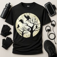 Gothic Animal Forest Bird Raven Creepy Night Moonlight Crow Cooling Performance Crew T-Shirt