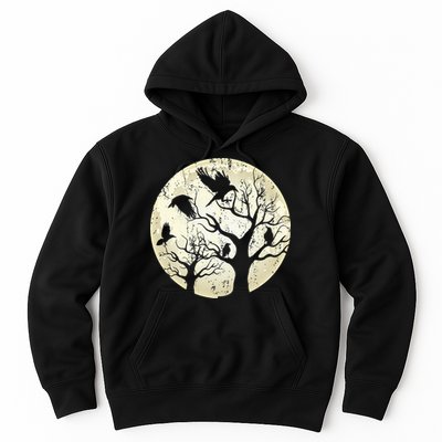 Gothic Animal Forest Bird Raven Creepy Night Moonlight Crow Hoodie