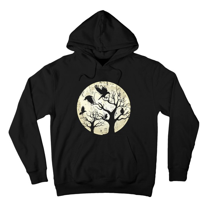 Gothic Animal Forest Bird Raven Creepy Night Moonlight Crow Hoodie