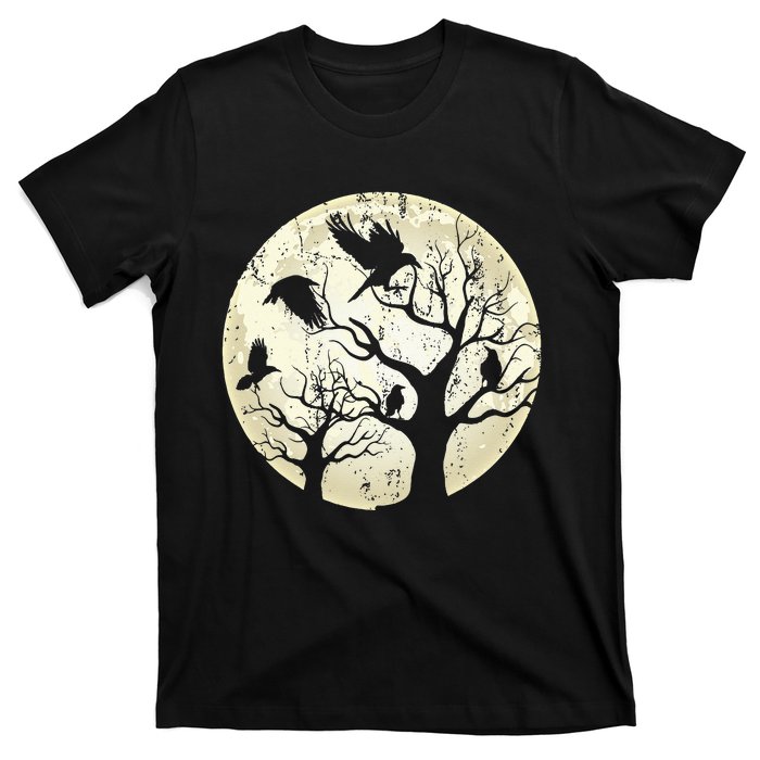 Gothic Animal Forest Bird Raven Creepy Night Moonlight Crow T-Shirt