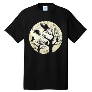 Gothic Animal Forest Bird Raven Creepy Night Moonlight Crow Tall T-Shirt