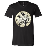 Gothic Animal Forest Bird Raven Creepy Night Moonlight Crow V-Neck T-Shirt