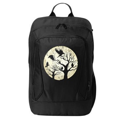 Gothic Animal Forest Bird Raven Creepy Night Moonlight Crow City Backpack