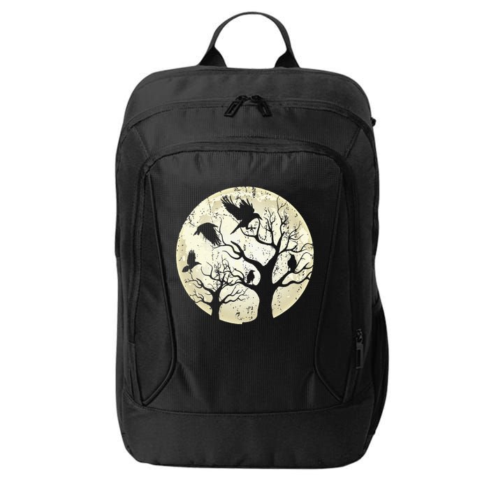 Gothic Animal Forest Bird Raven Creepy Night Moonlight Crow City Backpack