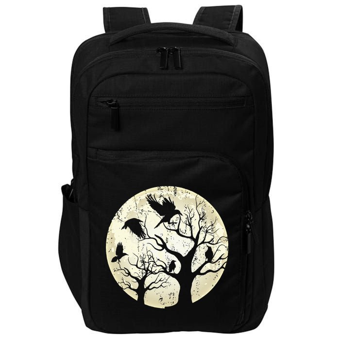 Gothic Animal Forest Bird Raven Creepy Night Moonlight Crow Impact Tech Backpack