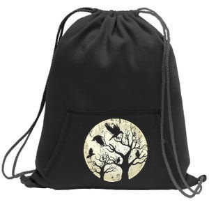 Gothic Animal Forest Bird Raven Creepy Night Moonlight Crow Sweatshirt Cinch Pack Bag