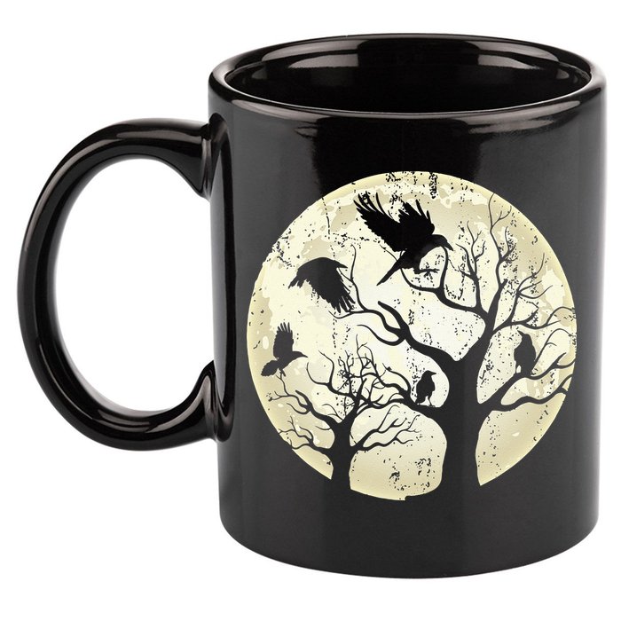 Gothic Animal Forest Bird Raven Creepy Night Moonlight Crow 11oz C Handle Ceramic Mug