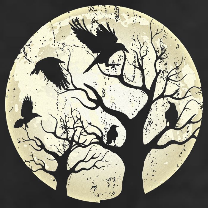 Gothic Animal Forest Bird Raven Creepy Night Moonlight Crow 11oz C Handle Ceramic Mug