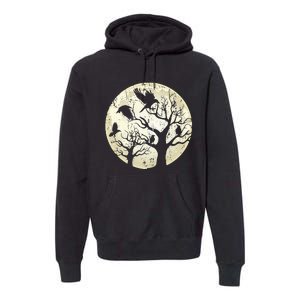 Gothic Animal Forest Bird Raven Creepy Night Moonlight Crow Premium Hoodie