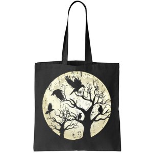 Gothic Animal Forest Bird Raven Creepy Night Moonlight Crow Tote Bag