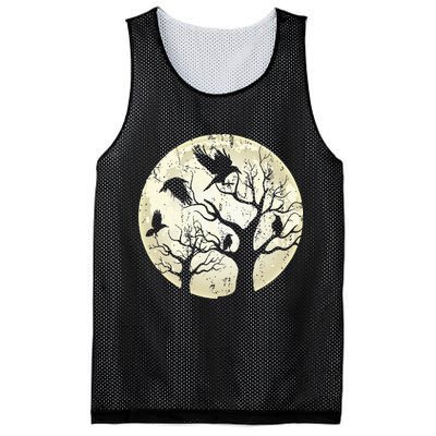 Gothic Animal Forest Bird Raven Creepy Night Moonlight Crow Mesh Reversible Basketball Jersey Tank
