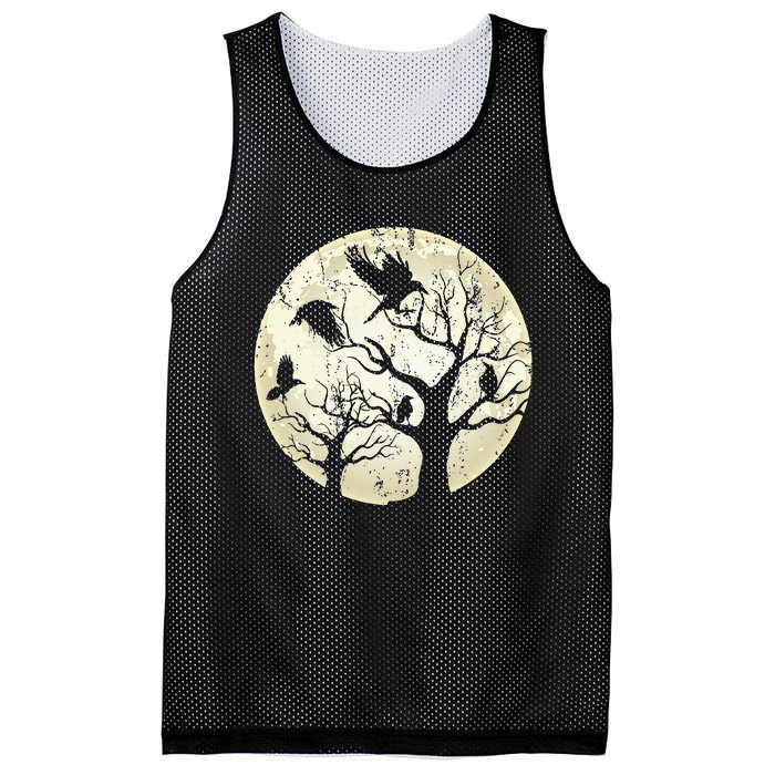 Gothic Animal Forest Bird Raven Creepy Night Moonlight Crow Mesh Reversible Basketball Jersey Tank