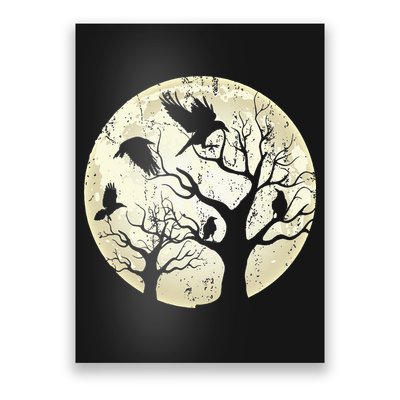 Gothic Animal Forest Bird Raven Creepy Night Moonlight Crow Poster