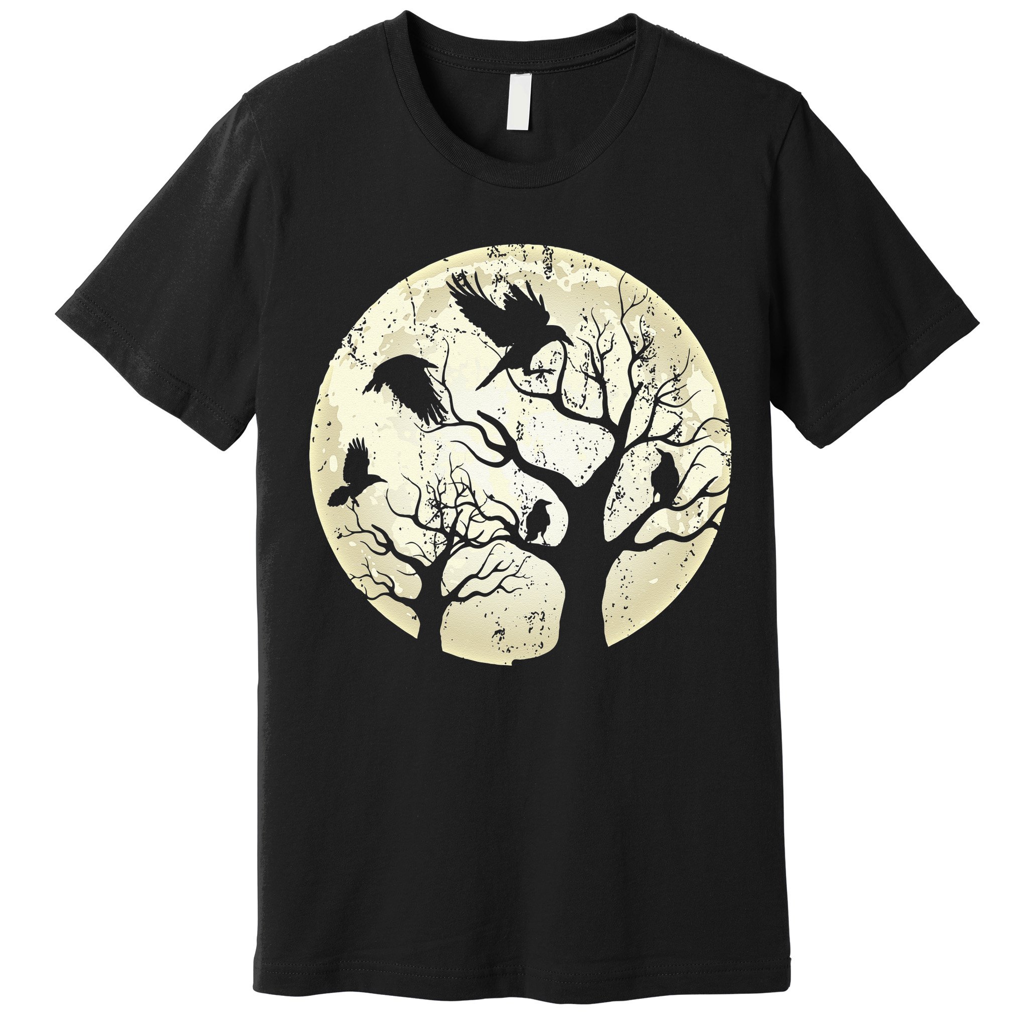 Gothic Animal Forest Bird Raven Creepy Night Moonlight Crow Premium T-Shirt