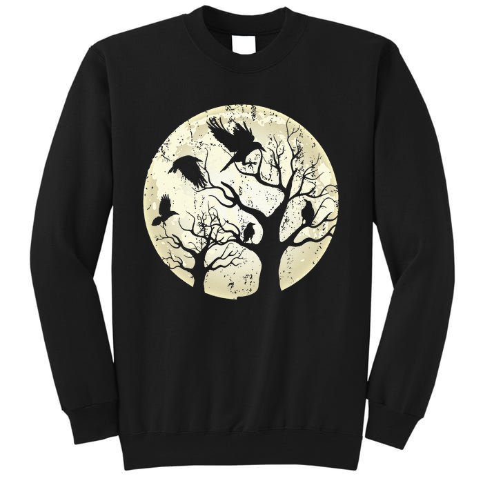 Gothic Animal Forest Bird Raven Creepy Night Moonlight Crow Tall Sweatshirt