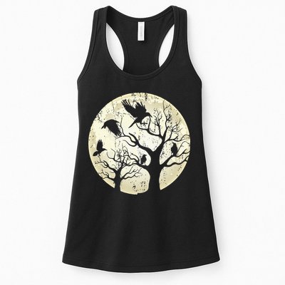 Gothic Animal Forest Bird Raven Creepy Night Moonlight Crow Womens Tank Top